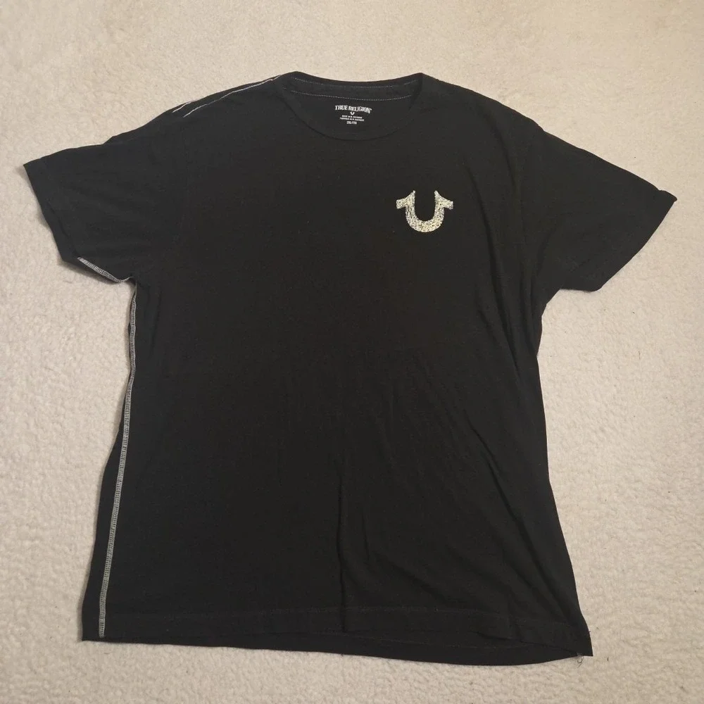 True Religion T‎ shirt mens 2XL Y2K Black vintage retro graphic